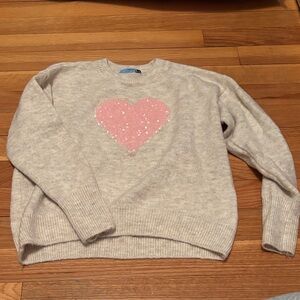 CeCe Cream Sweater with Pink Heart